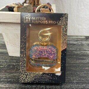 AirPods Pro Gold Glitter Keychain Case NIB NEW